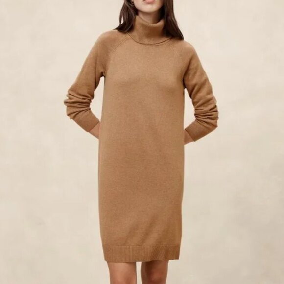 Banana Republic Dresses & Skirts - Banana Republic Turtleneck Sweater Dress Size M Medium Camel Heather Women's NWT